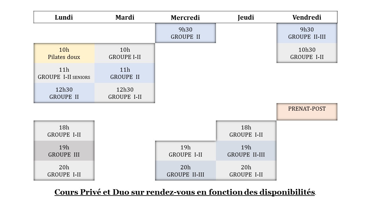 Planning cours collectifs