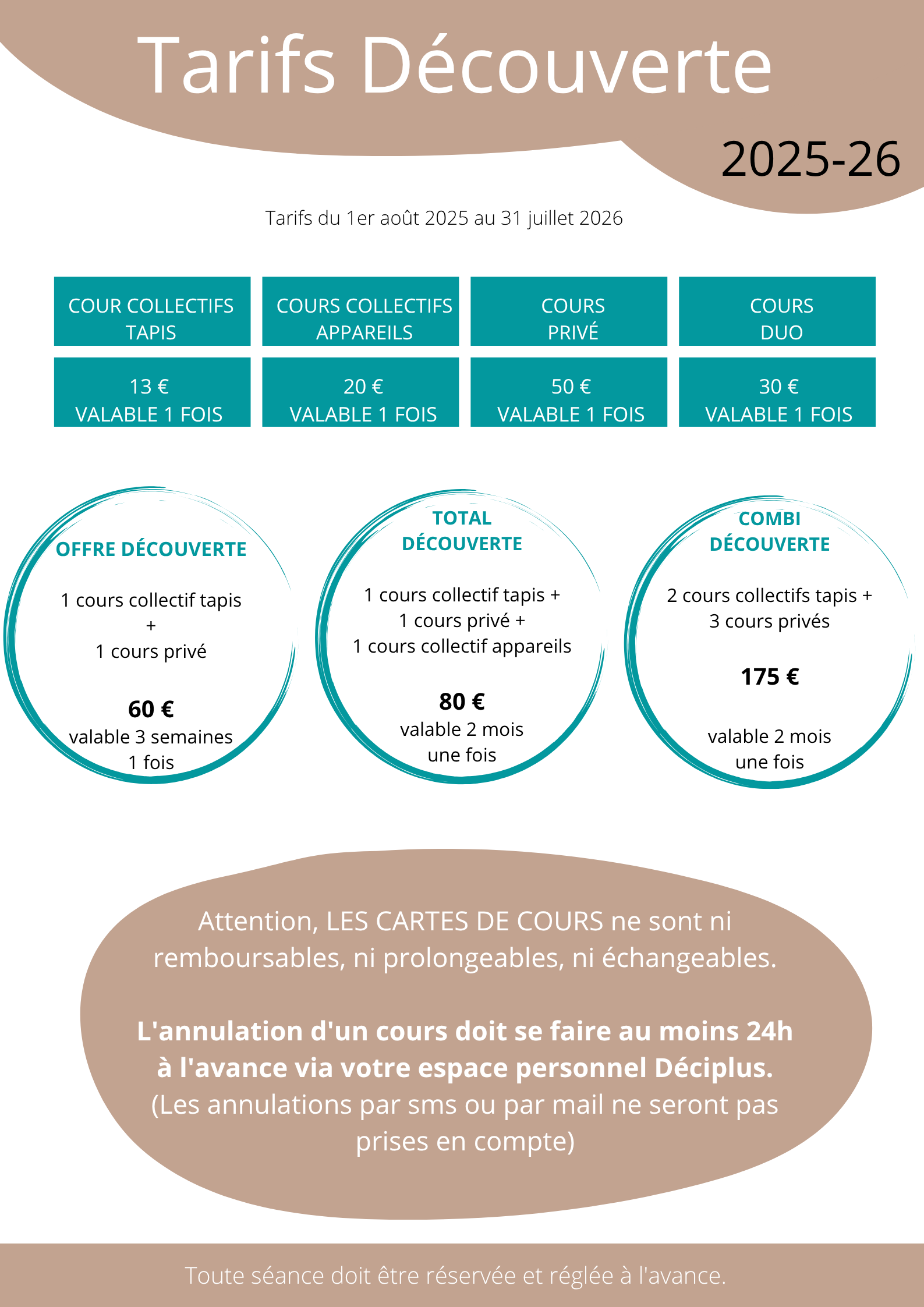 TARIFS DECOUVERTE 2025-26